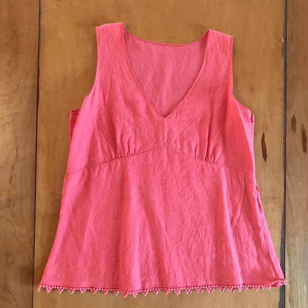 100% Linen Peach Fitted Sleeveless no tag Blouse M
